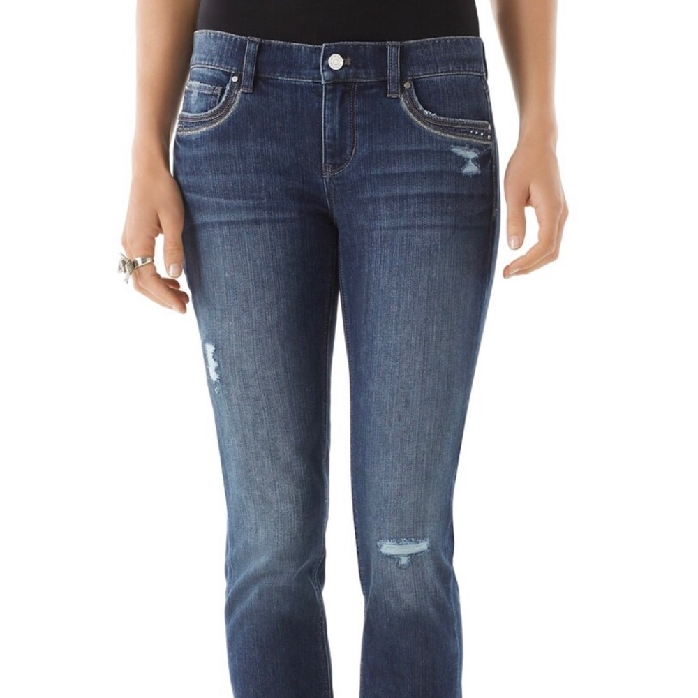 WHBM  I  Slim Ankle Distressed Jeans